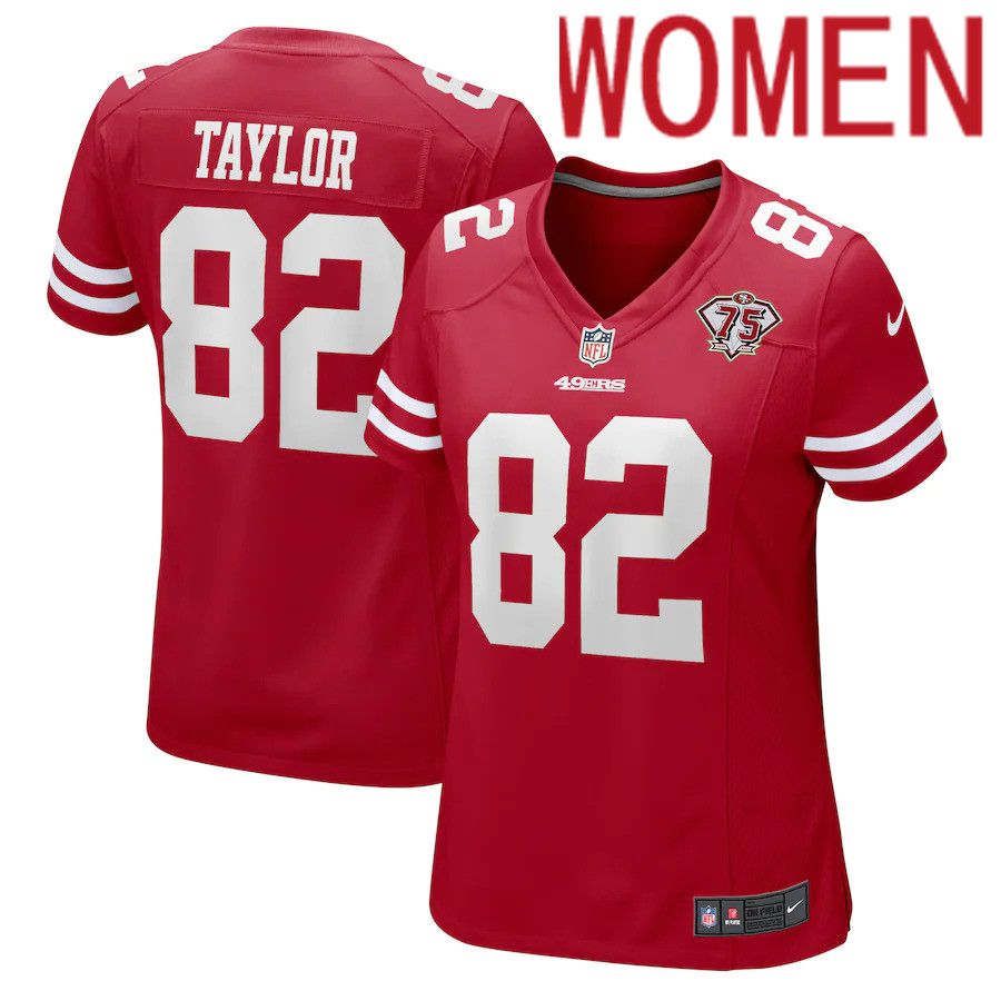 Women San Francisco 49ers #82 John Taylor Nike Scarlet 75th Anniversary Game Retired Player NFL Jersey->women nfl jersey->Women Jersey